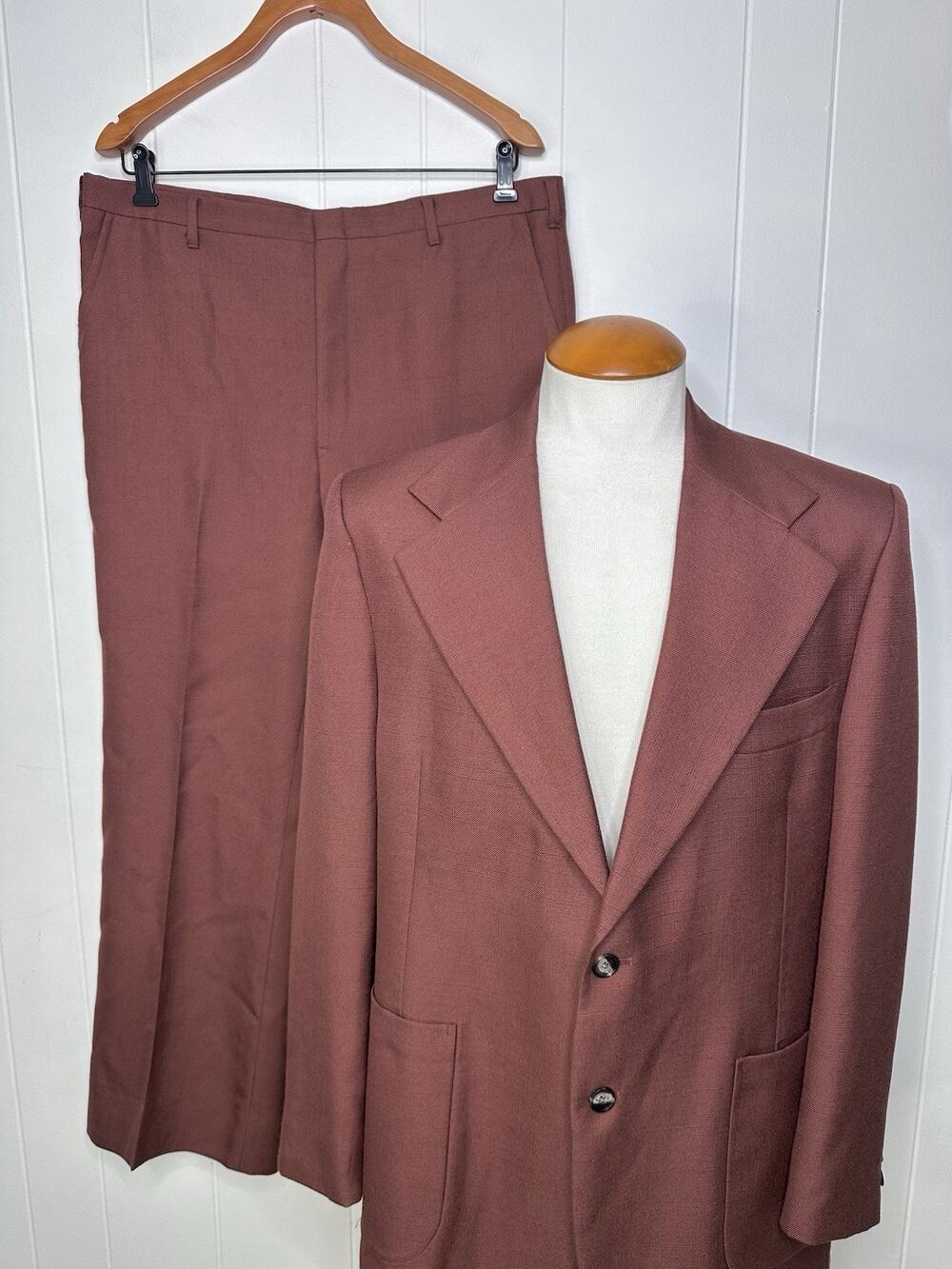 Johnny Carson Vintage SUIT Terracotta Burnt Orange Red - Mens 41-42R* 37x30
